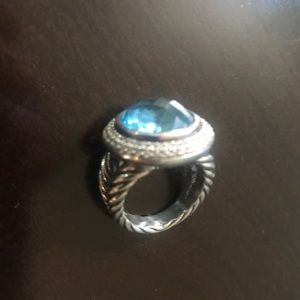 Yurman knockoff ring with blue topaz